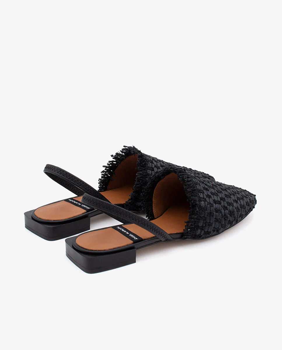 AGNES – Zapatos planos destalonados de rafia con punta cuadrada - Image 10