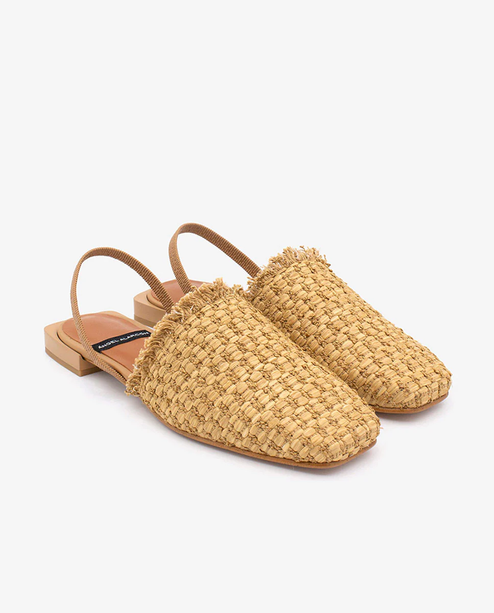 AGNES – Zapatos planos destalonados de rafia con punta cuadrada - Image 3