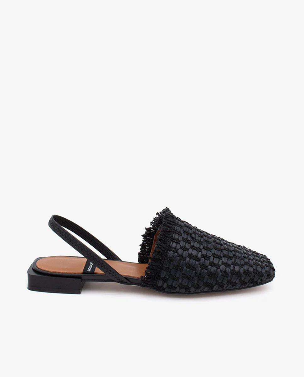 AGNES – Zapatos planos destalonados de rafia con punta cuadrada - Image 8