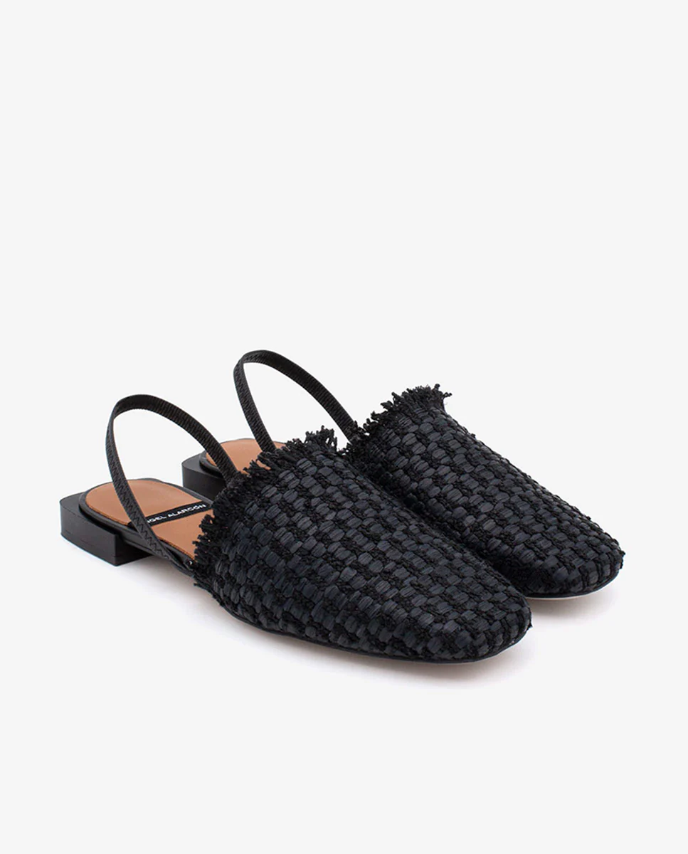 AGNES – Zapatos planos destalonados de rafia con punta cuadrada - Image 9