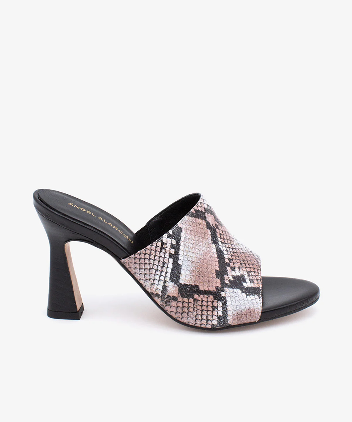 ALMAU – Mules de vestir elegantes con tacón alto de piel print serpiente