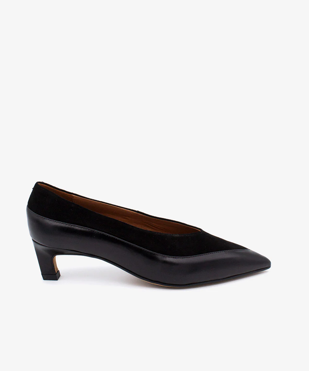 CHERIE – Zapato de mujer de piel y serraje tipo salón con tacón mini - Image 6