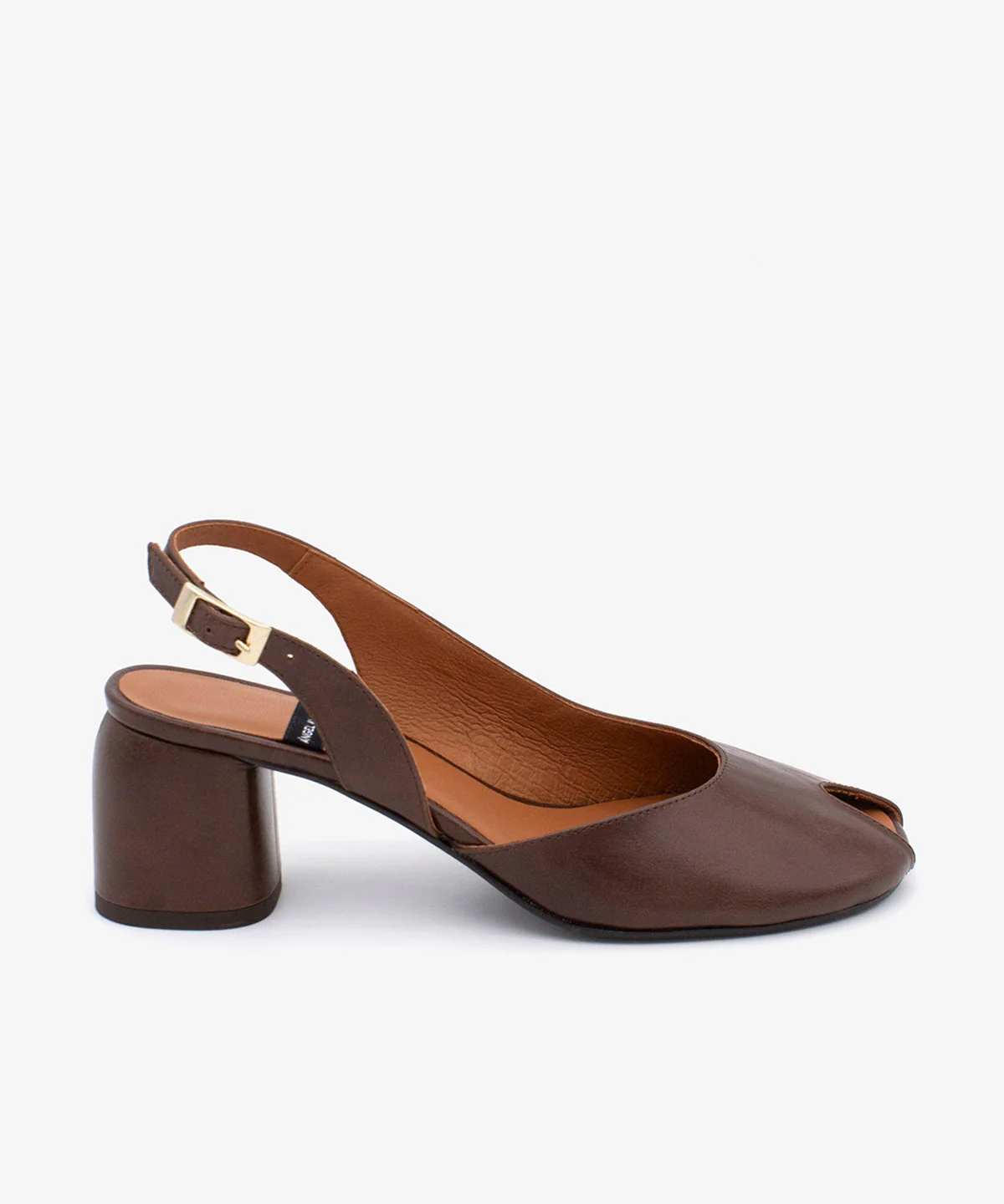 CRISTINA – Salón destalonado peep toe con tacón ancho de piel texturizada
