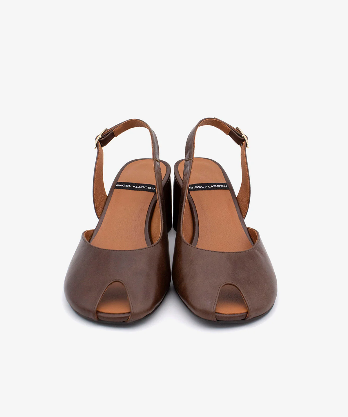 CRISTINA – Salón destalonado peep toe con tacón ancho de piel texturizada - Image 5