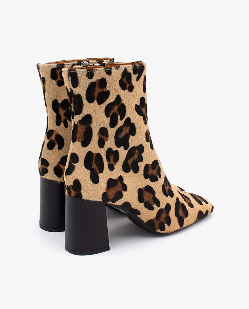 DRIMIA – Botín de piel con print leopardo, punta cuadrada y tacón ancho - Image 3
