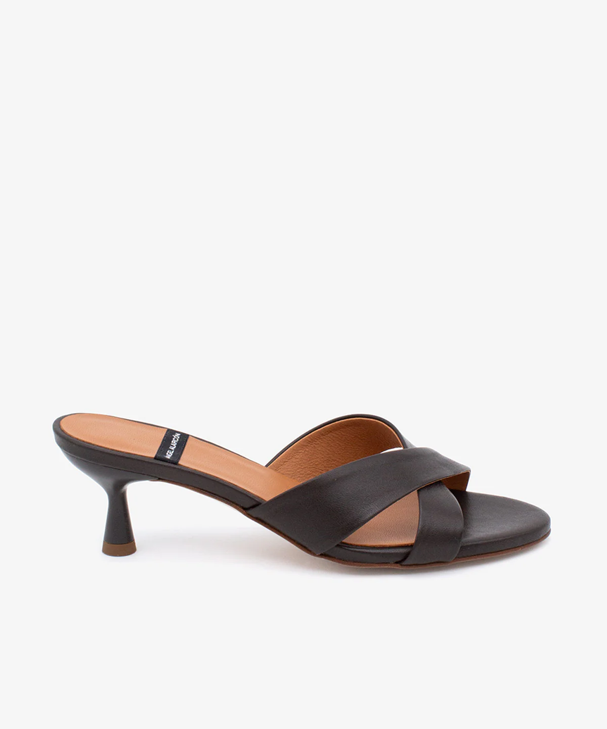 ELODIA – Mules de tacón fino cómodo con pala cruzada en piel