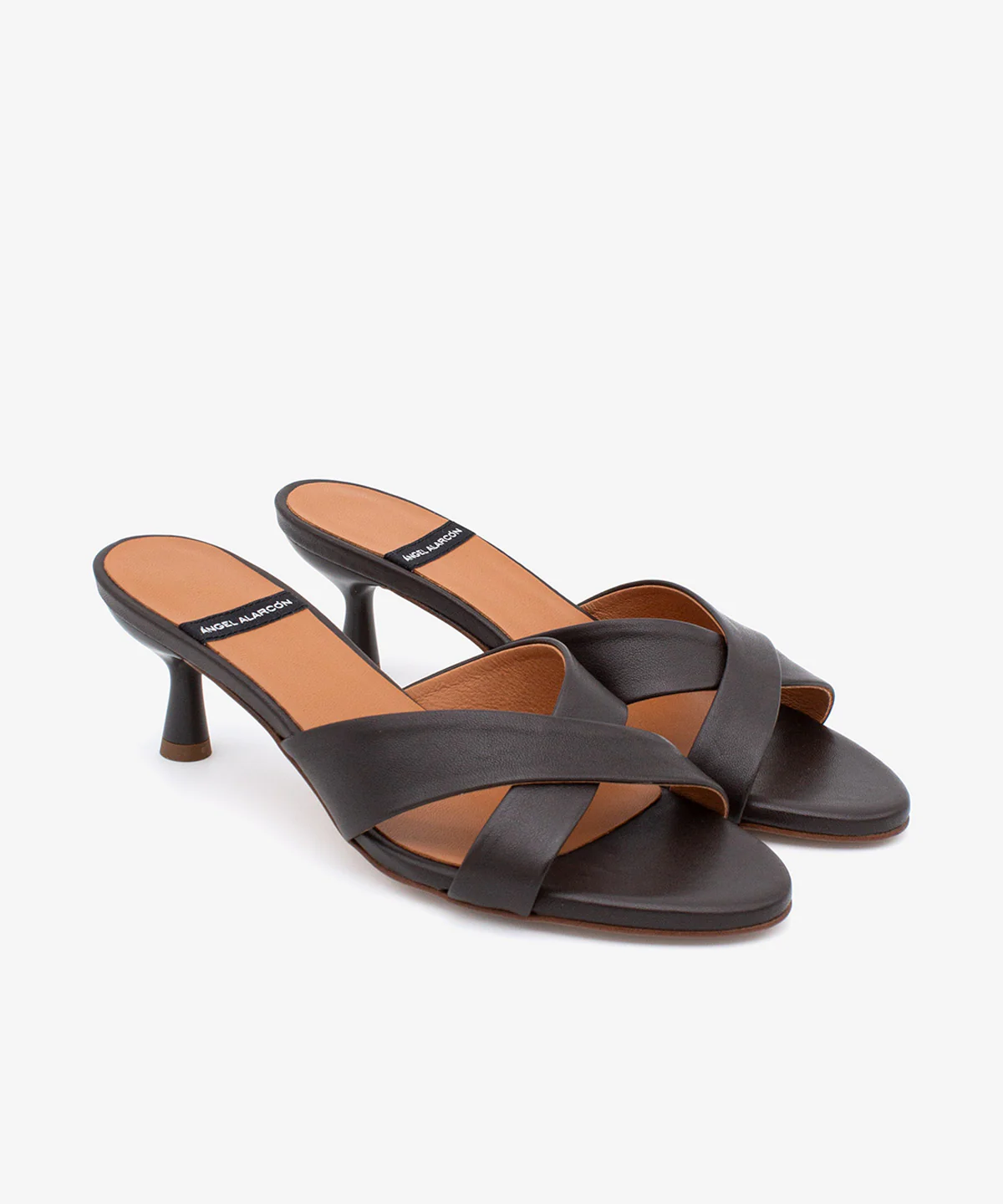 ELODIA – Mules de tacón fino cómodo con pala cruzada en piel - Image 2