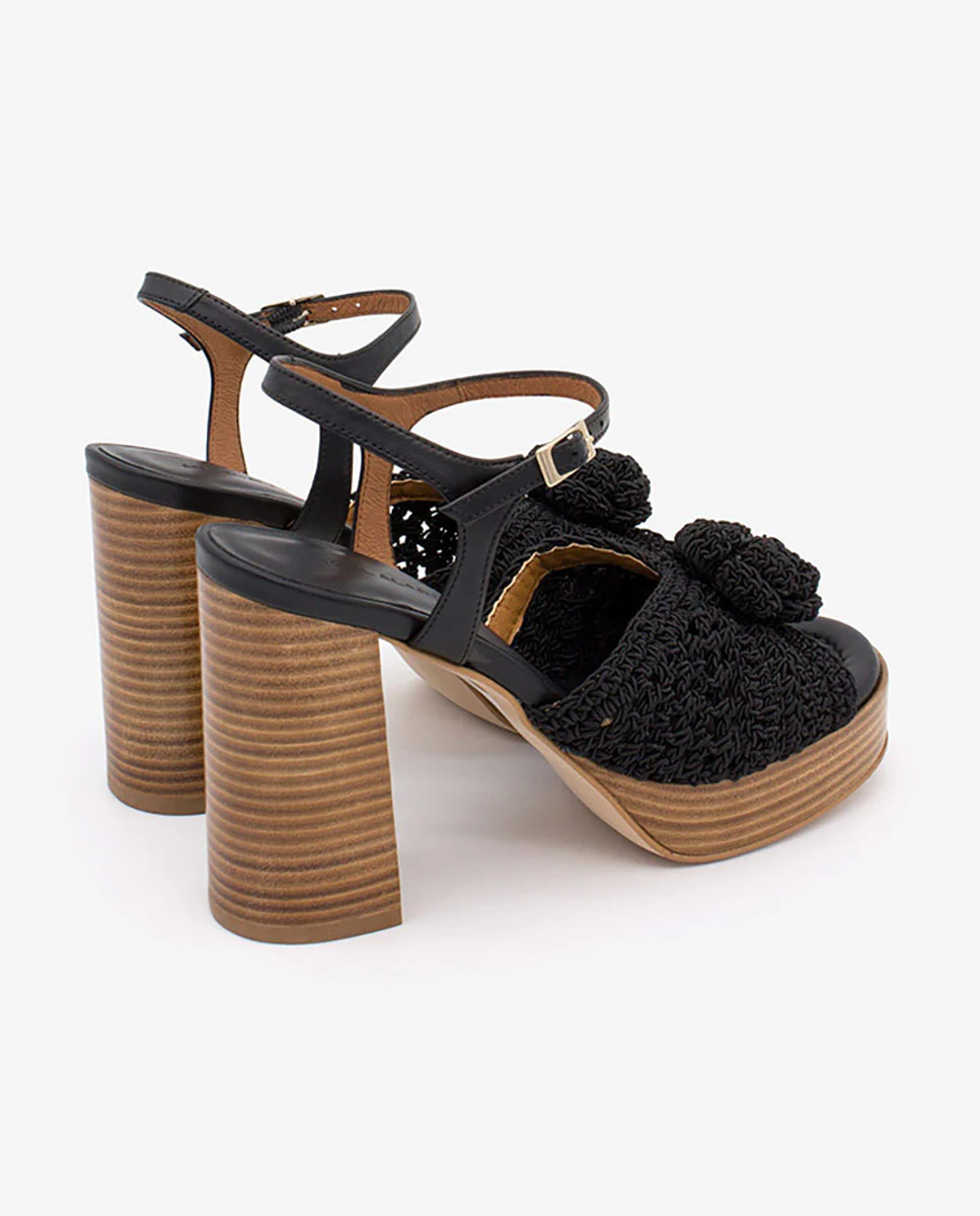 ELTERE – Sandalia de crochet y piel con tacón alto y plataforma - Image 5