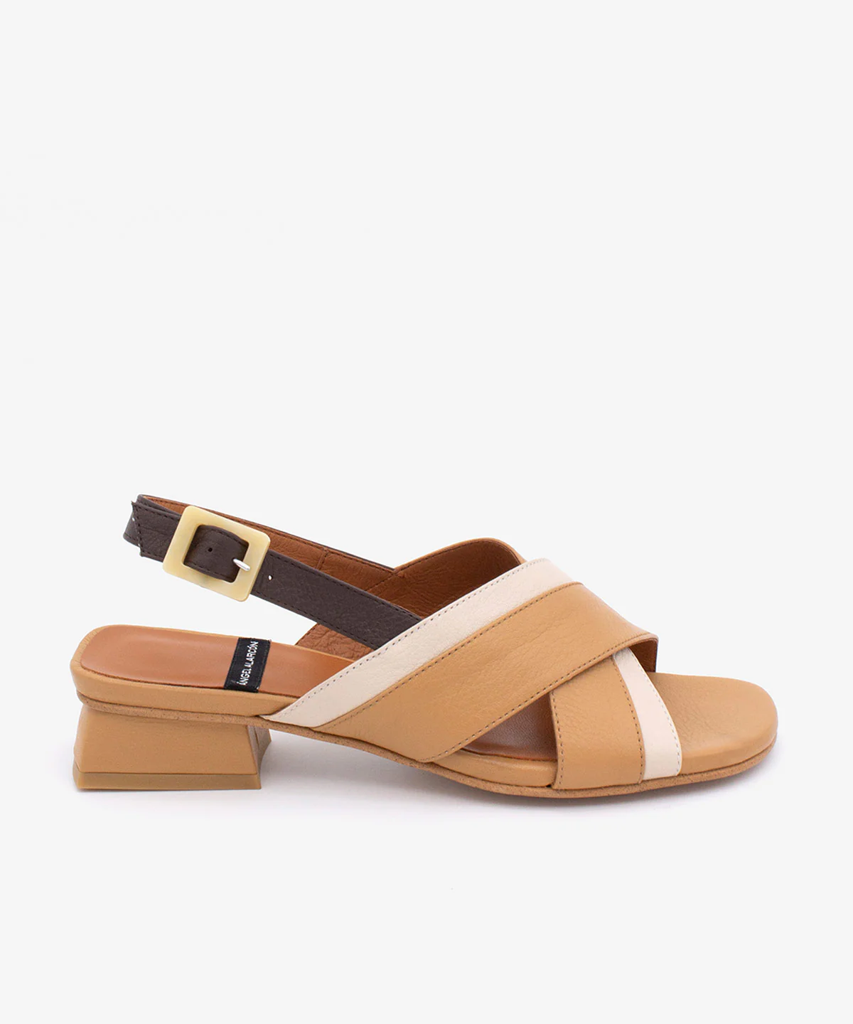 ESTELLE - Sandalia multicolor de tacón bajo de piel