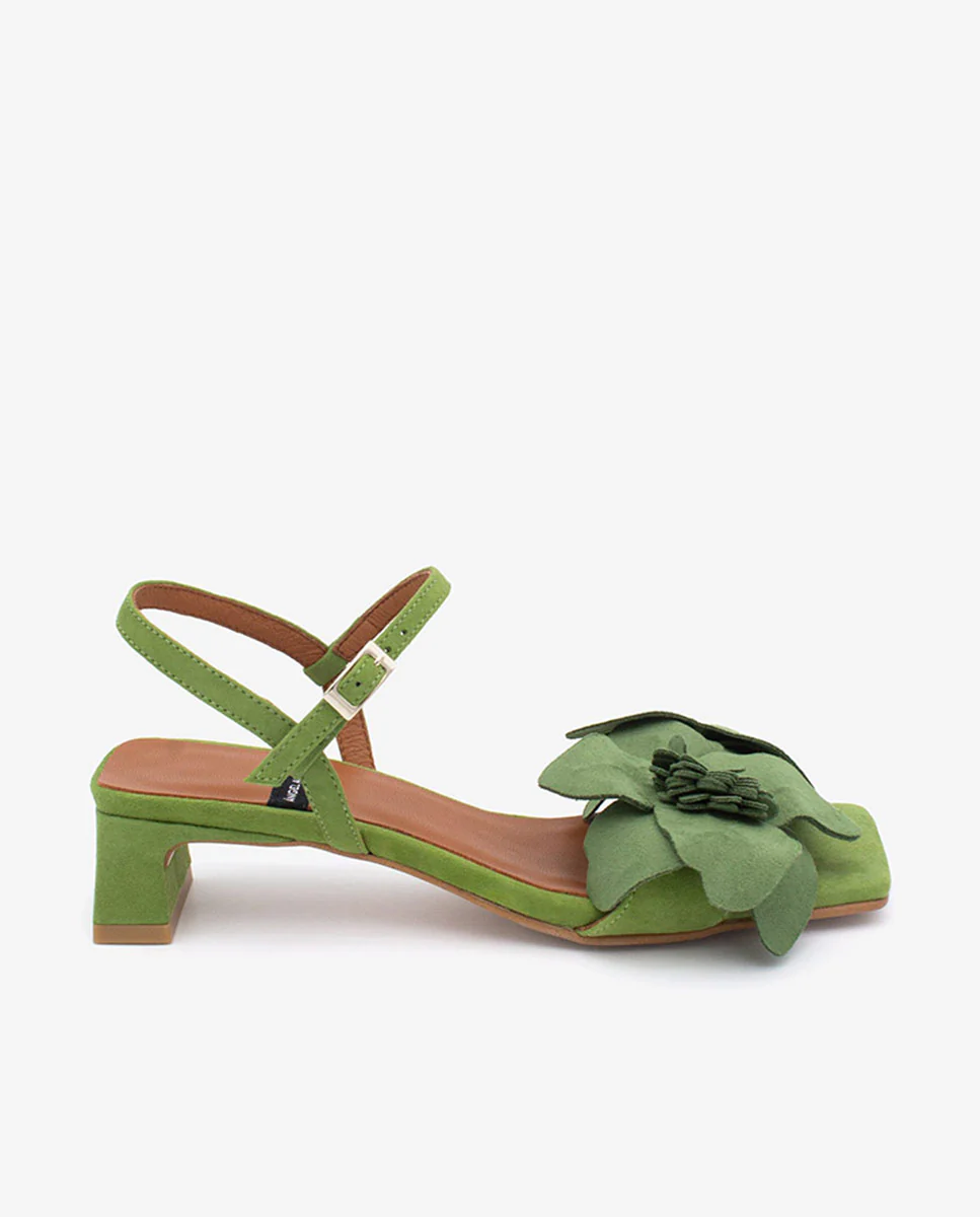 EUGENIE - Sandalias de verano con flor en ante
