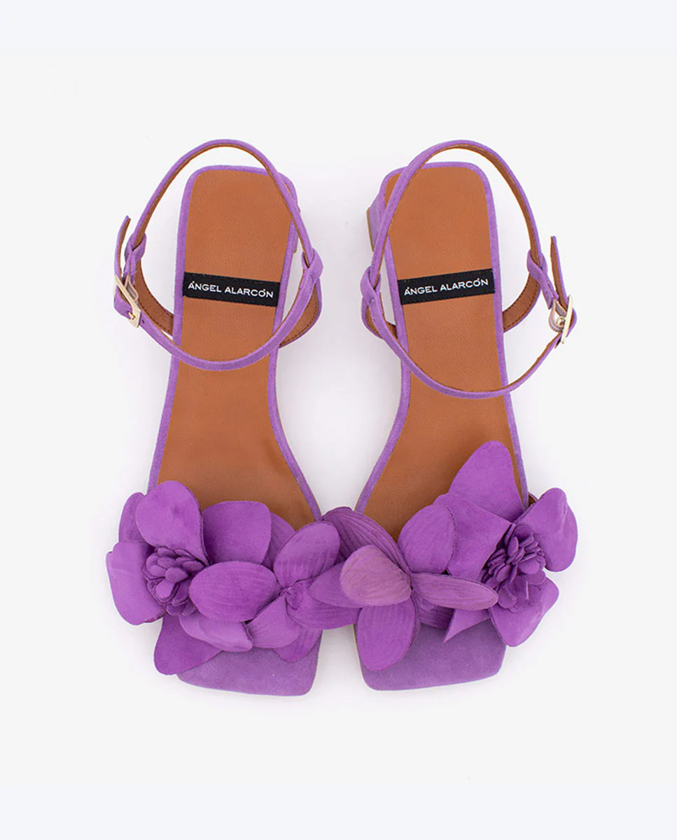 EUGENIE - Sandalias de verano con flor en ante - Image 23