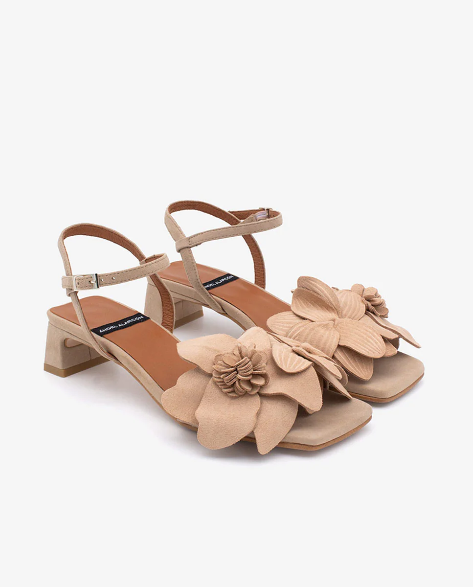 EUGENIE - Sandalias de verano con flor en ante - Image 8