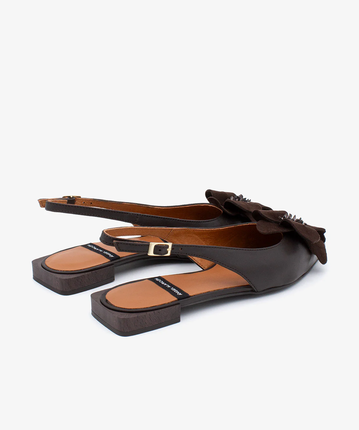 FIORA – Bailarina destalonada plana con flor de piel de grano suave - Image 15