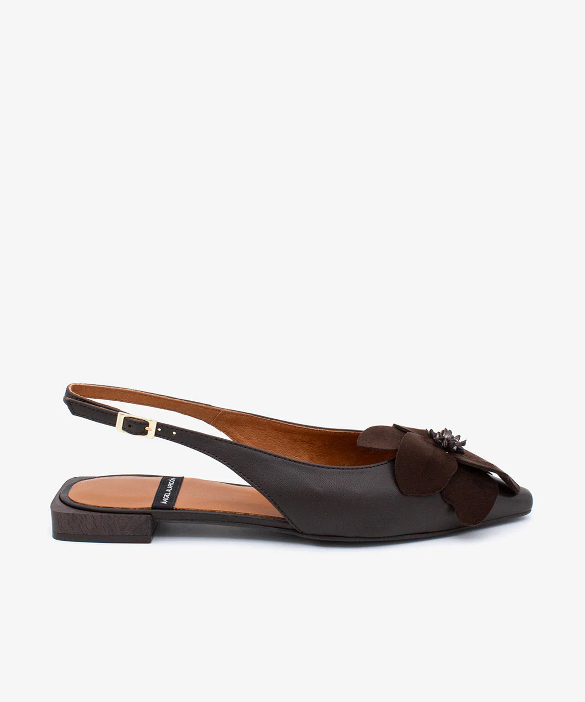 FIORA – Bailarina destalonada plana con flor de piel de grano suave - Image 19