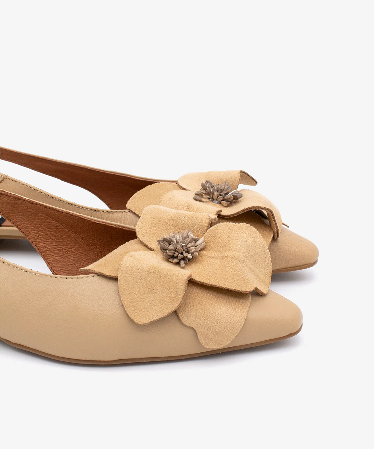 FIORA – Bailarina destalonada plana con flor de piel de grano suave - Image 5