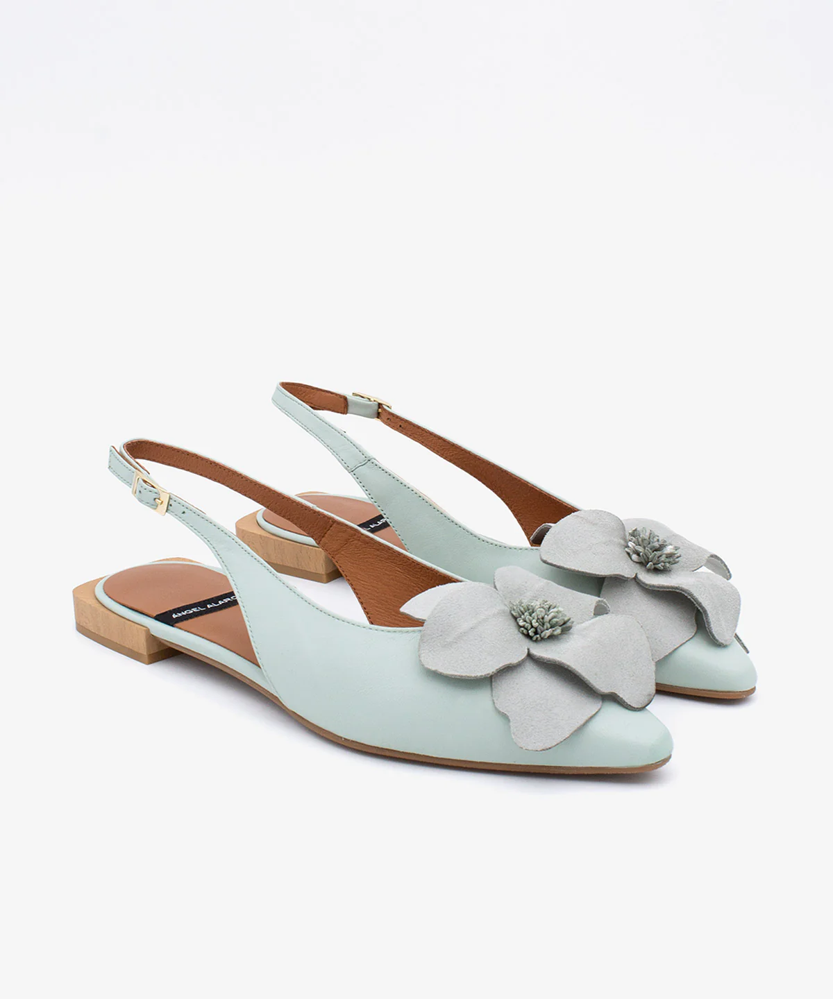 FIORA – Bailarina destalonada plana con flor de piel de grano suave - Image 8