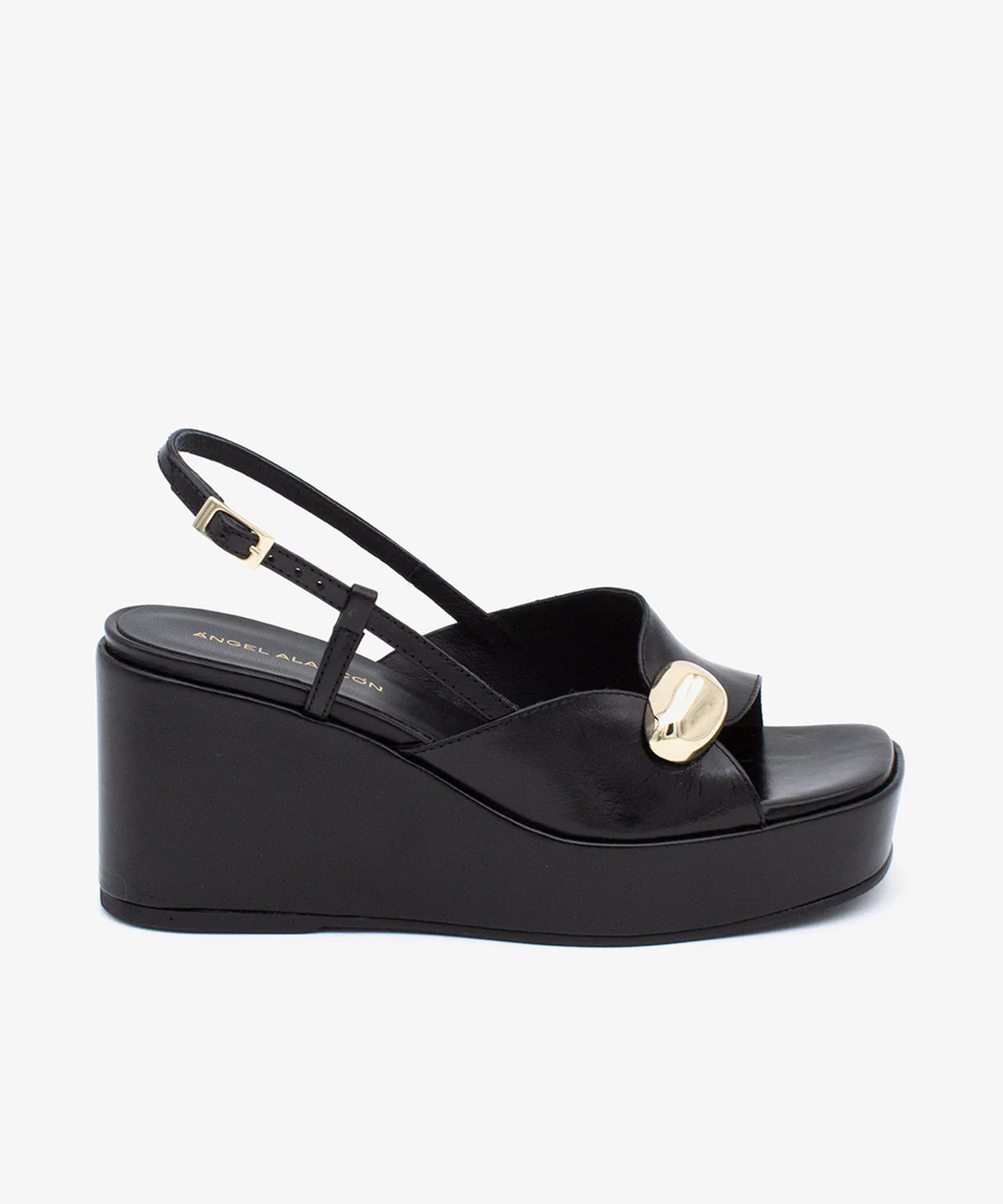 FIORELLA – Sandalia con plataforma de cuña de piel con adorno metálico - Image 7