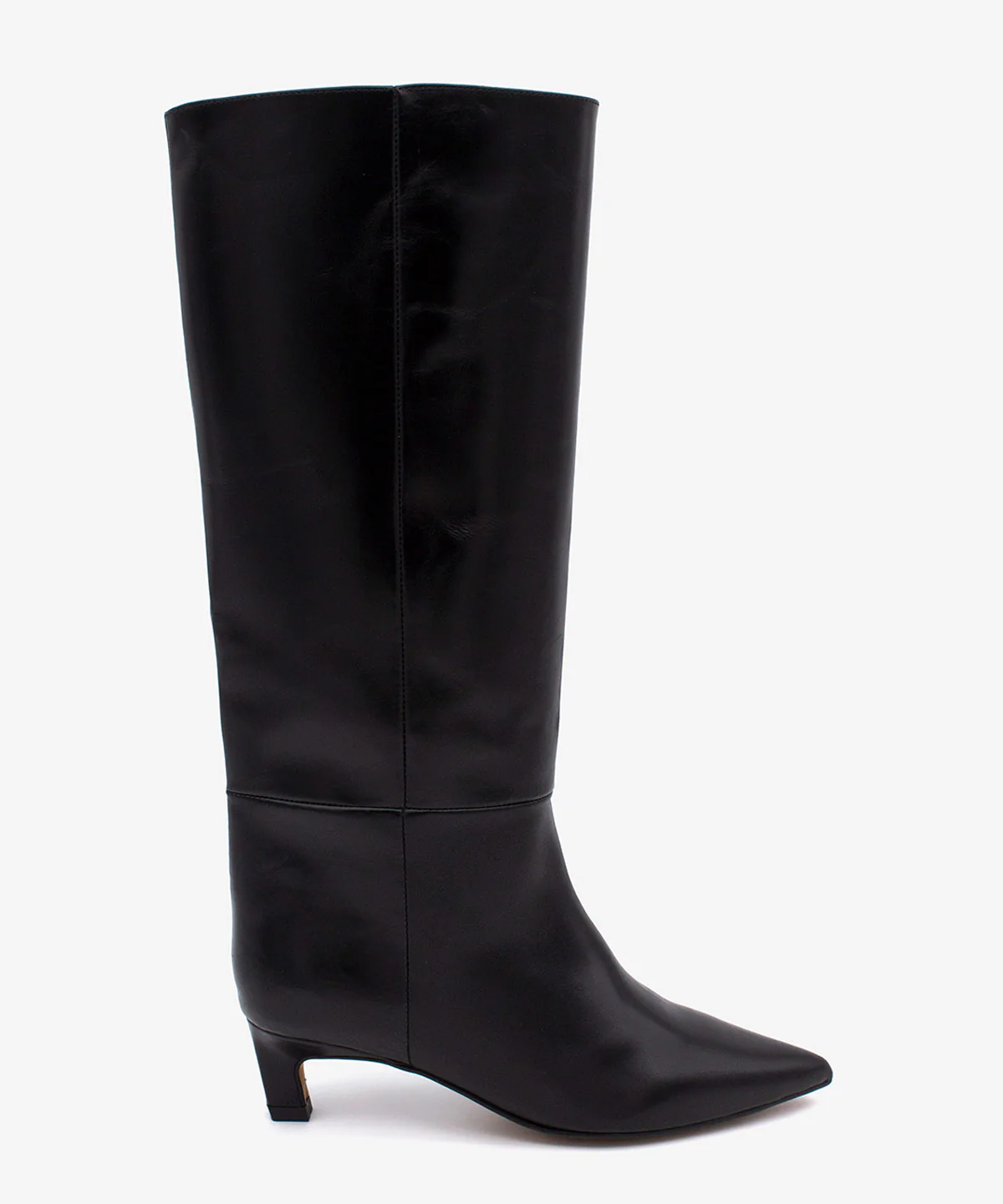 GAELLE – Bota de mujer de caña alta y tacón mini de piel con brillo - Image 12