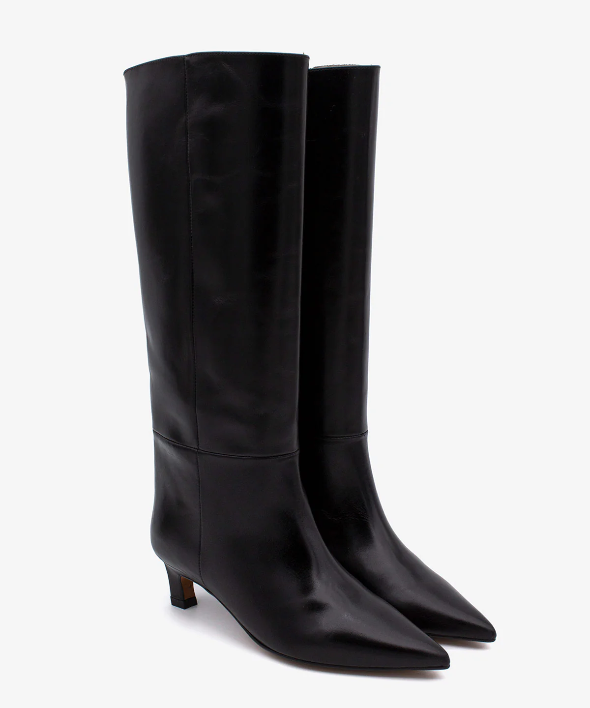 GAELLE – Bota de mujer de caña alta y tacón mini de piel con brillo - Image 14