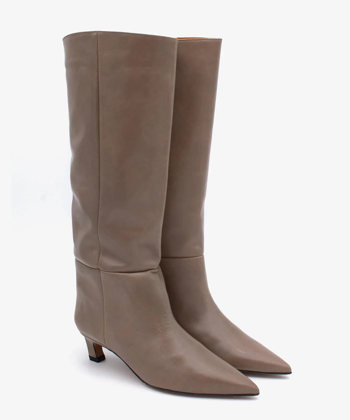 GAELLE – Bota de mujer de caña alta y tacón mini de piel con brillo - Image 8