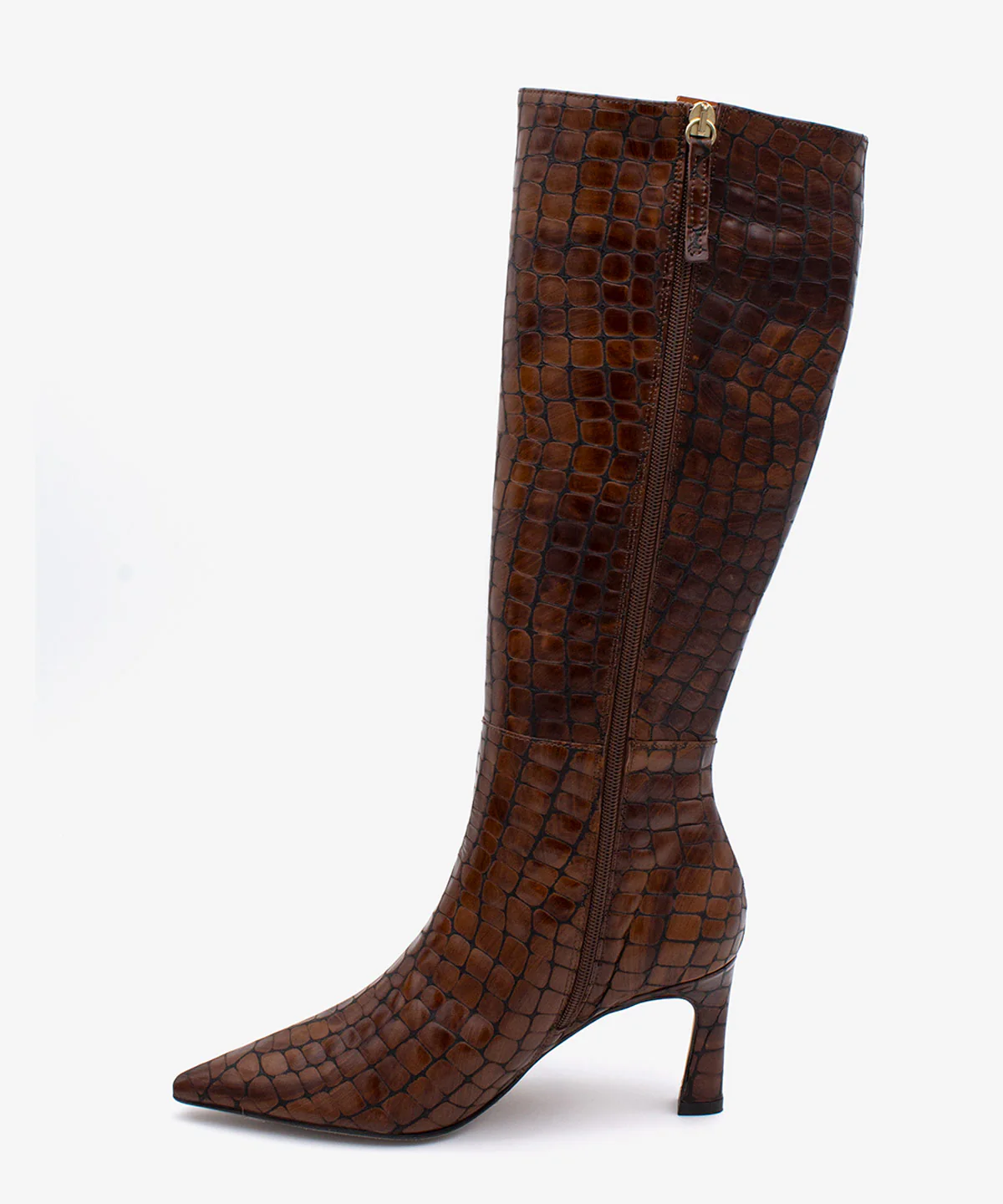 HATA – Bota de mujer con tacón alto fino de piel print croco - Image 10