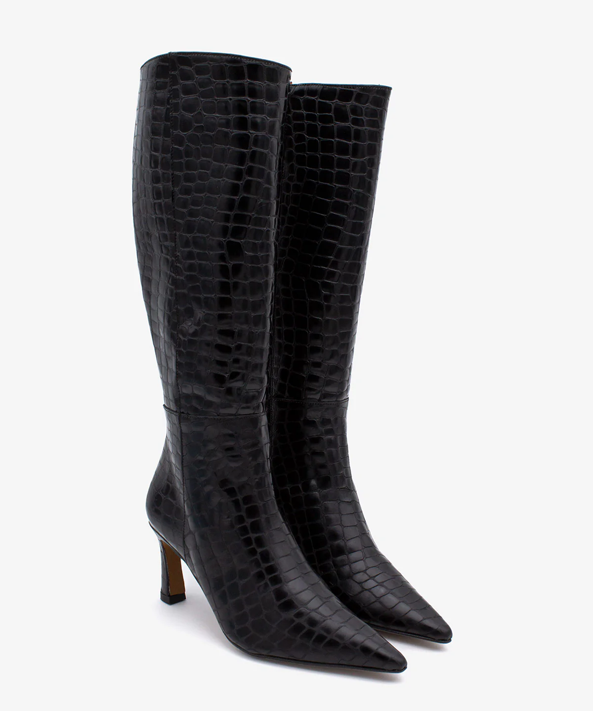 HATA – Bota de mujer con tacón alto fino de piel print croco - Image 2