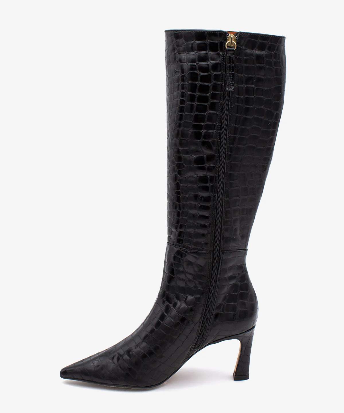 HATA – Bota de mujer con tacón alto fino de piel print croco - Image 4