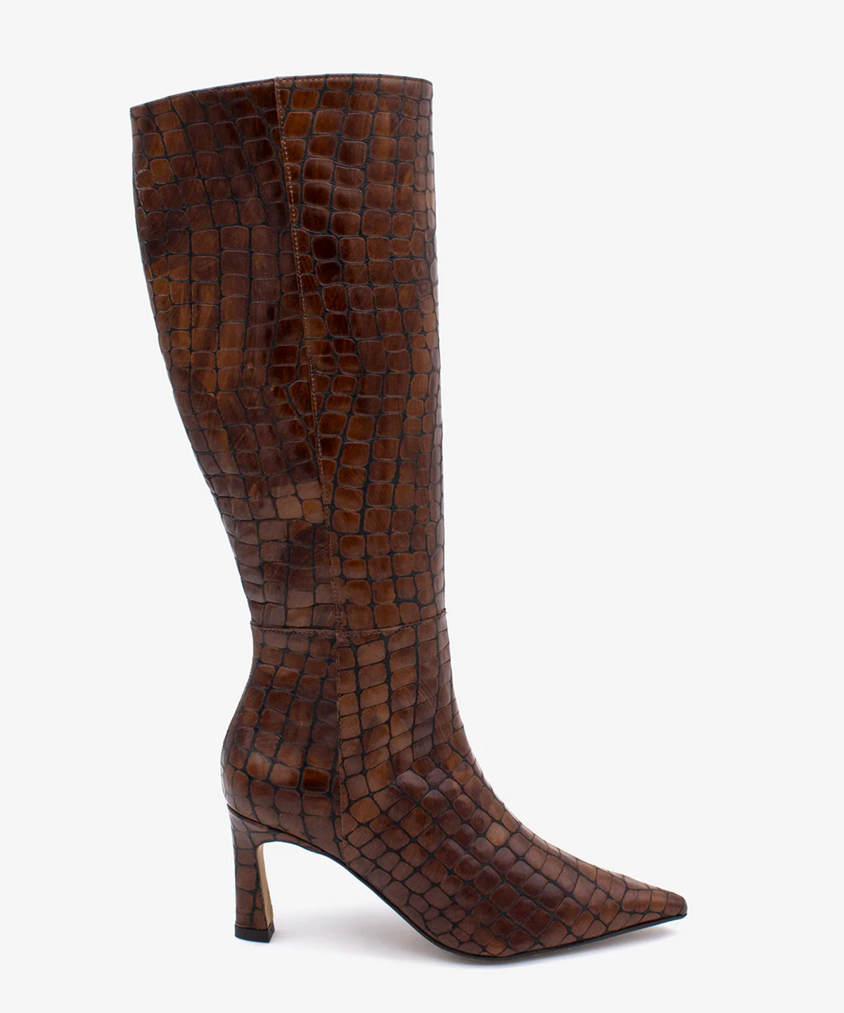 HATA – Bota de mujer con tacón alto fino de piel print croco - Image 7
