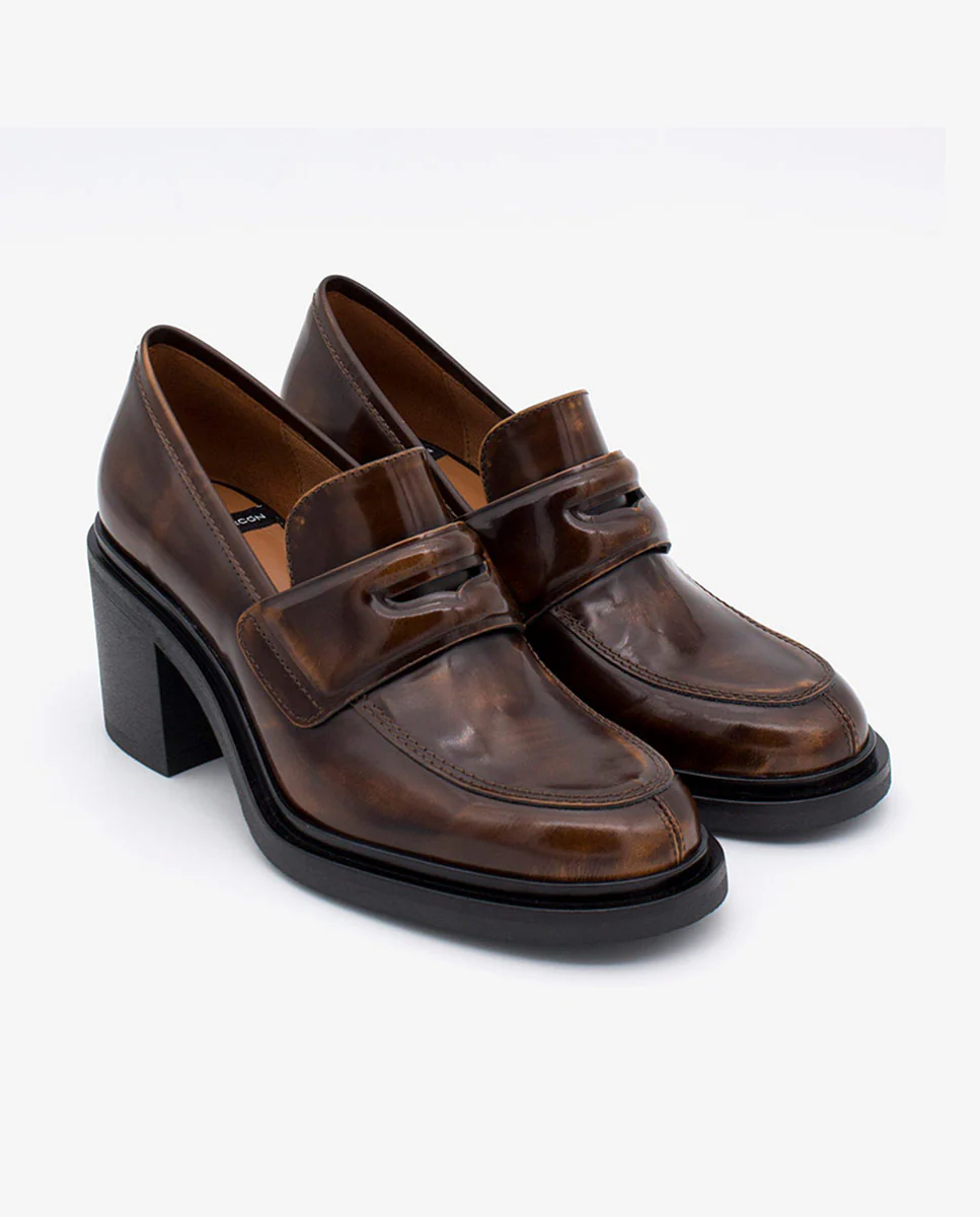 ILMA – Mocasín de piel cepillada con tacón ancho y suela gruesa - Image 2