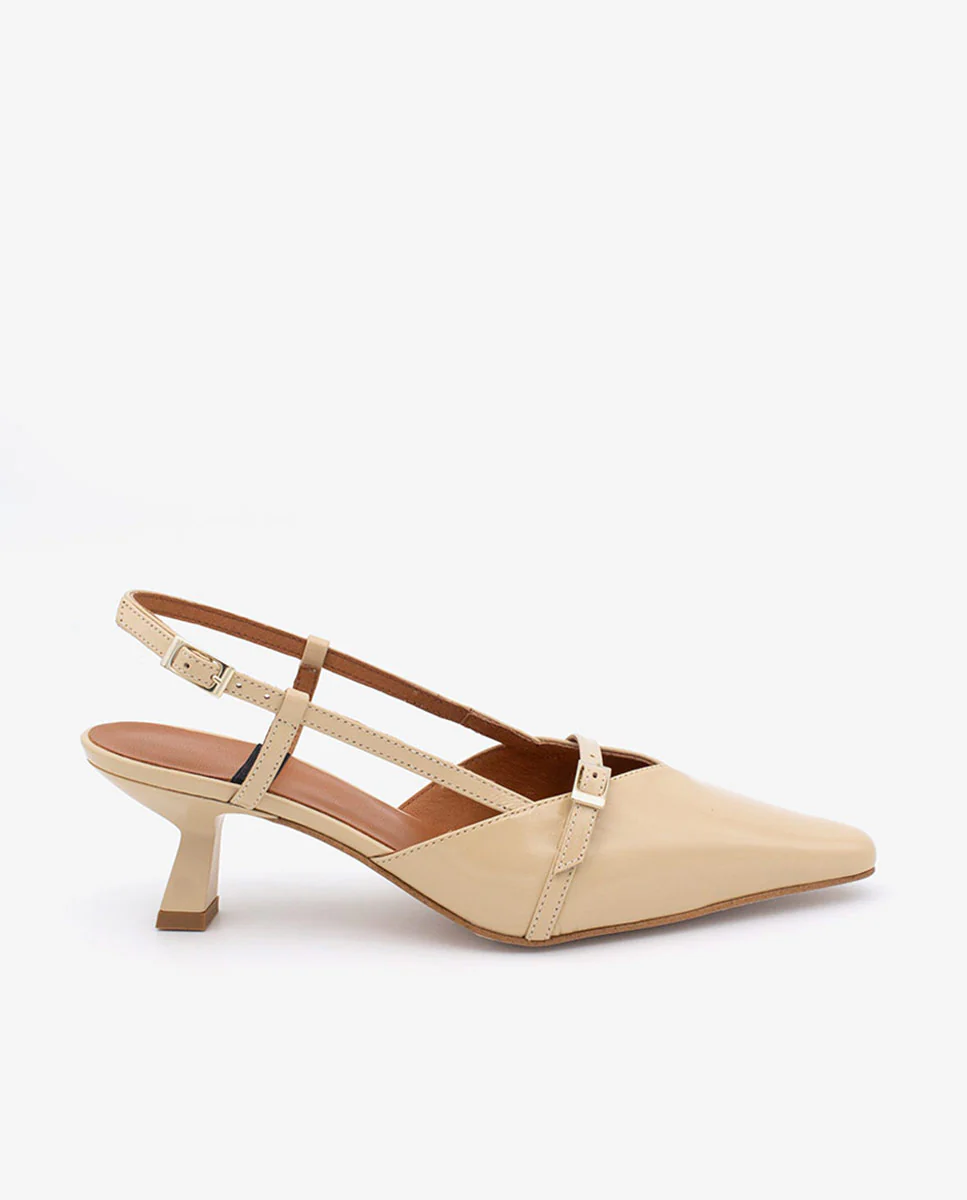 KARINE - Zapatos de salón destalonados de punta y tacón bajo de piel brillante