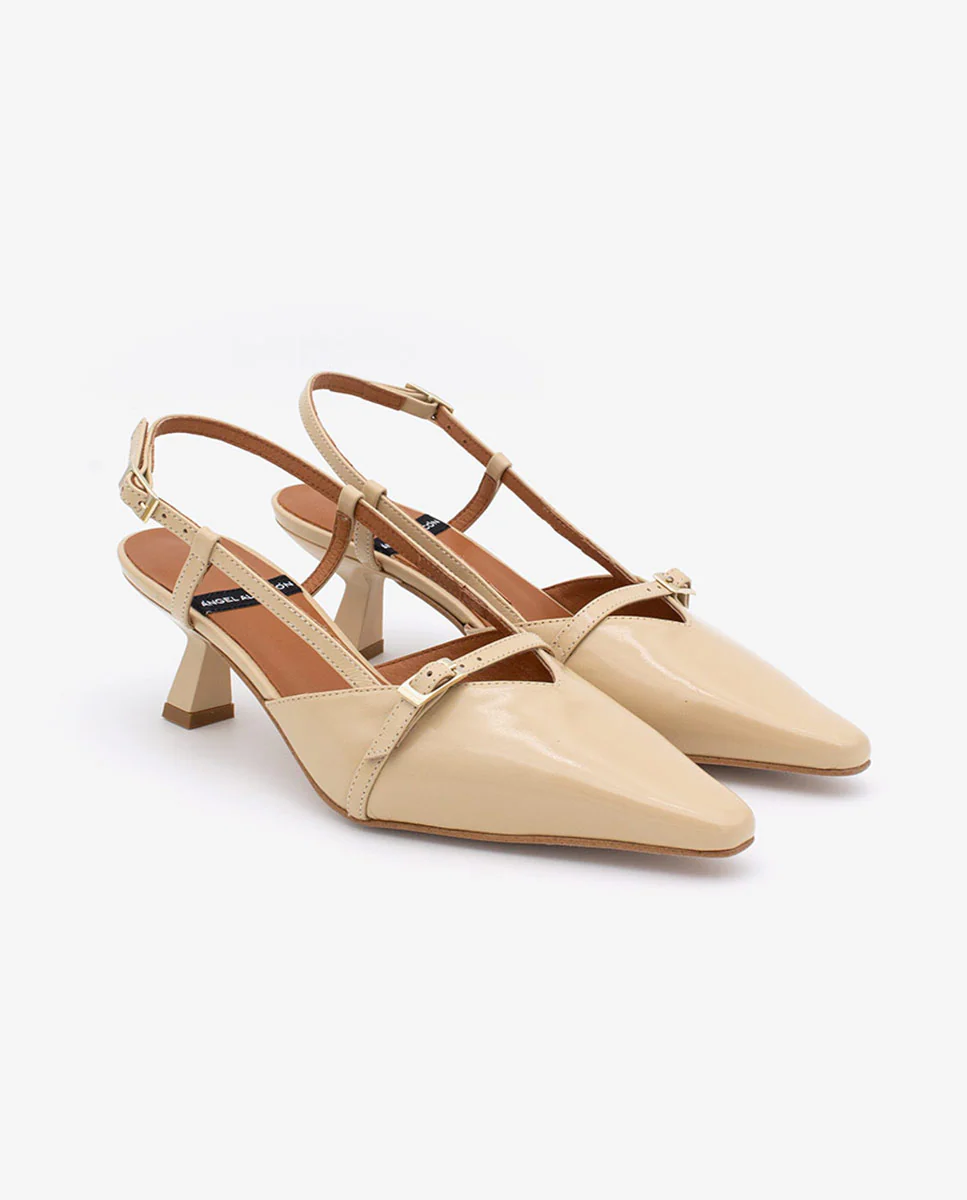 KARINE - Zapatos de salón destalonados de punta y tacón bajo de piel brillante - Image 5