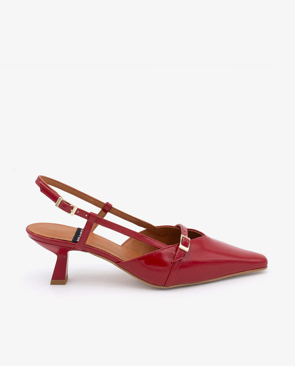 KARINE - Zapatos de salón destalonados de punta y tacón bajo de piel brillante - Image 6