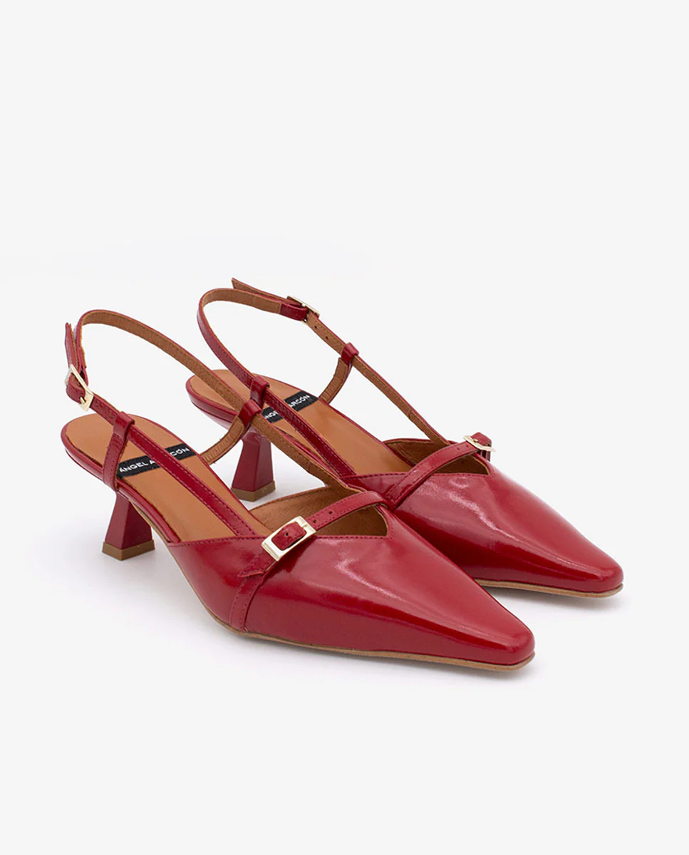 KARINE - Zapatos de salón destalonados de punta y tacón bajo de piel brillante - Image 8