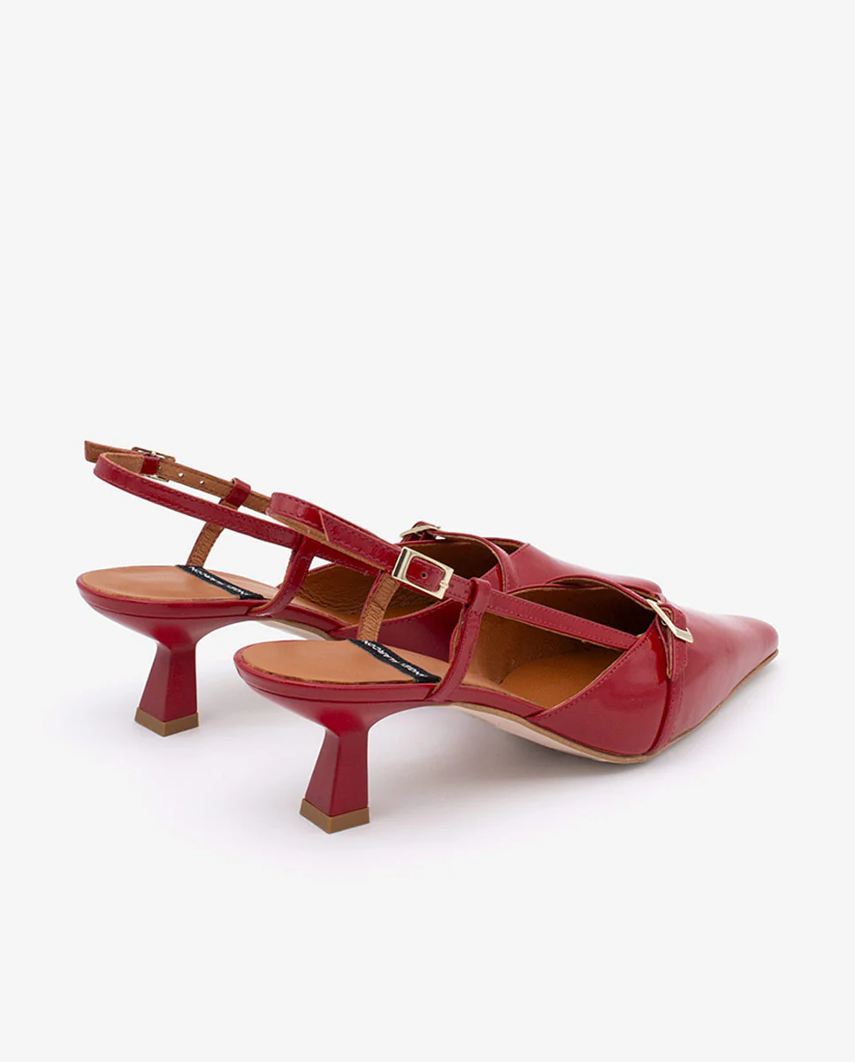 KARINE - Zapatos de salón destalonados de punta y tacón bajo de piel brillante - Image 9