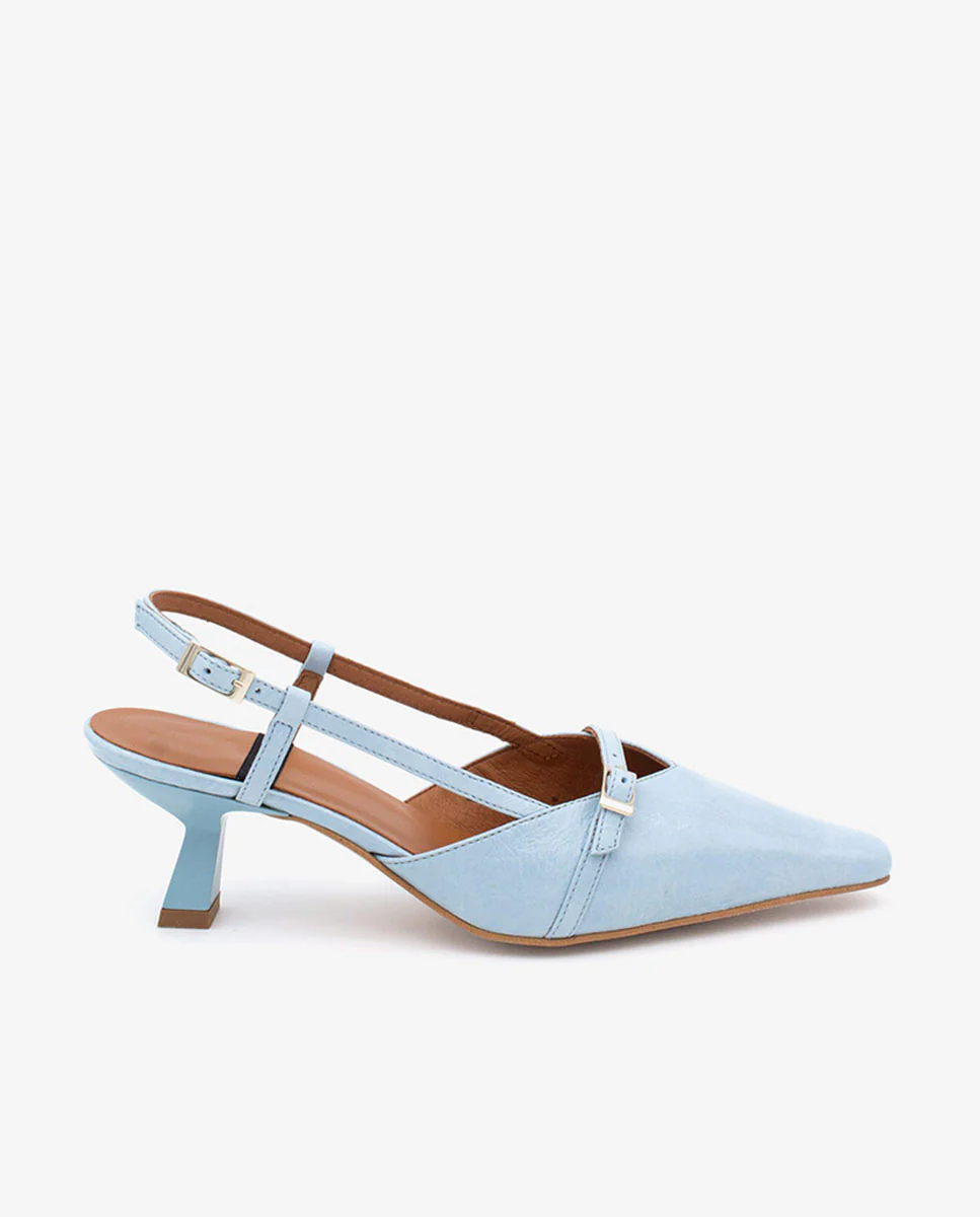 KARINE - Zapatos de salón destalonados de punta y tacón bajo de piel texturizada