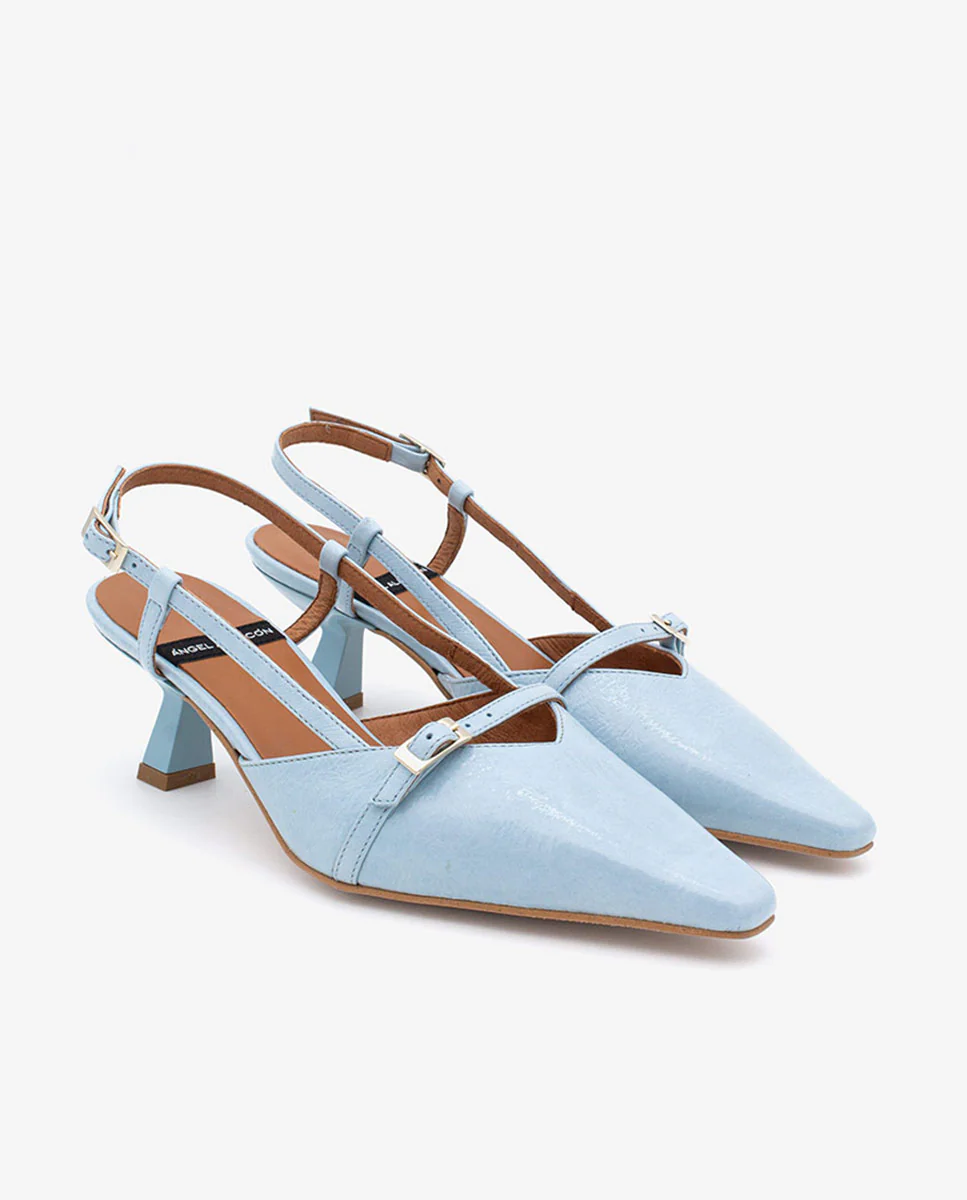 KARINE - Zapatos de salón destalonados de punta y tacón bajo de piel texturizada - Image 2