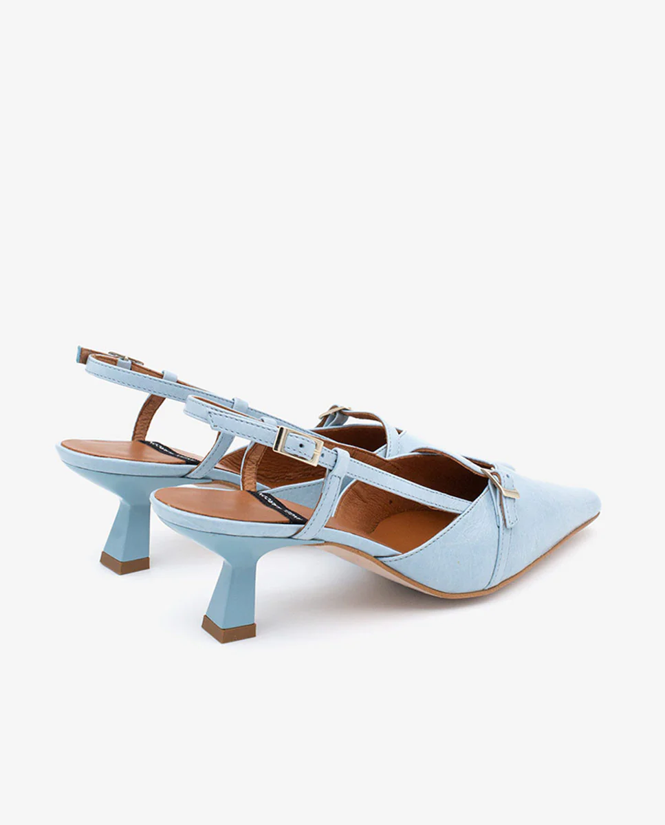 KARINE - Zapatos de salón destalonados de punta y tacón bajo de piel texturizada - Image 3