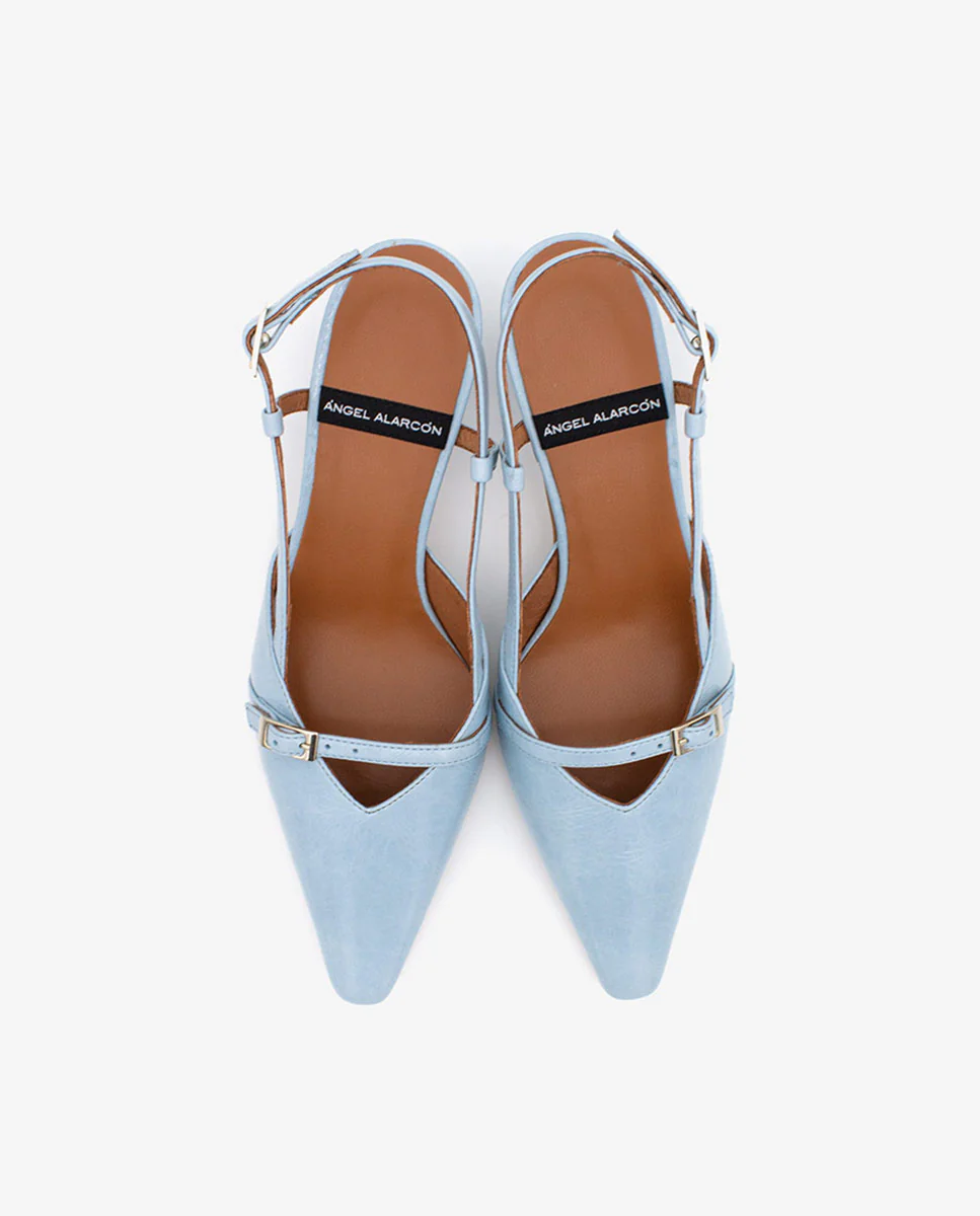 KARINE - Zapatos de salón destalonados de punta y tacón bajo de piel texturizada - Image 4