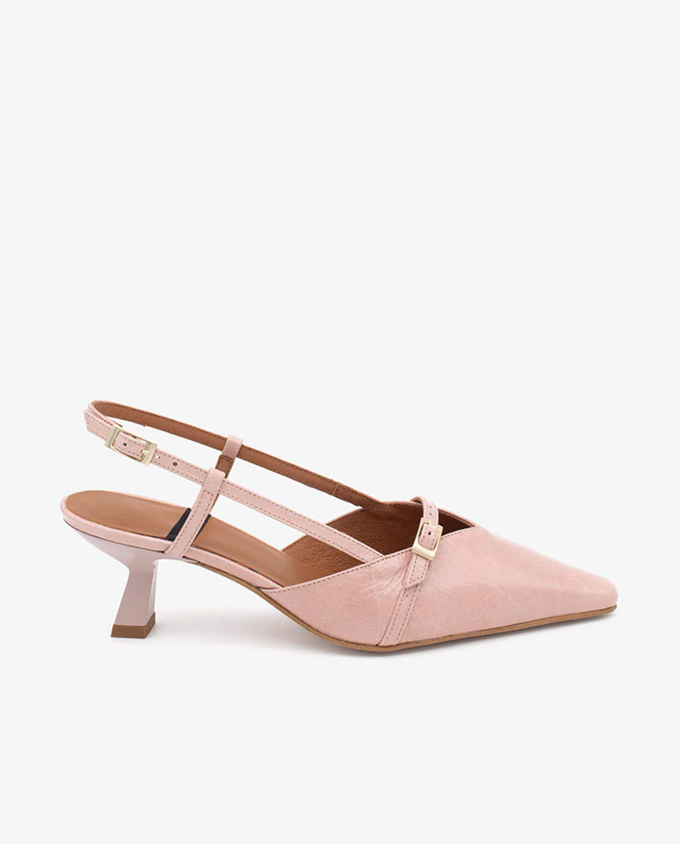 KARINE - Zapatos de salón destalonados de punta y tacón bajo de piel texturizada - Image 6