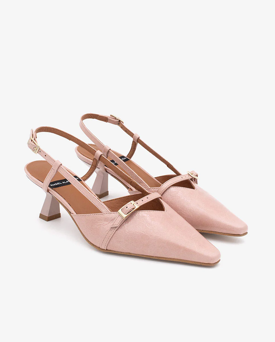 KARINE - Zapatos de salón destalonados de punta y tacón bajo de piel texturizada - Image 7