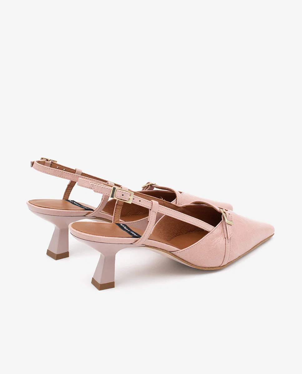 KARINE - Zapatos de salón destalonados de punta y tacón bajo de piel texturizada - Image 8
