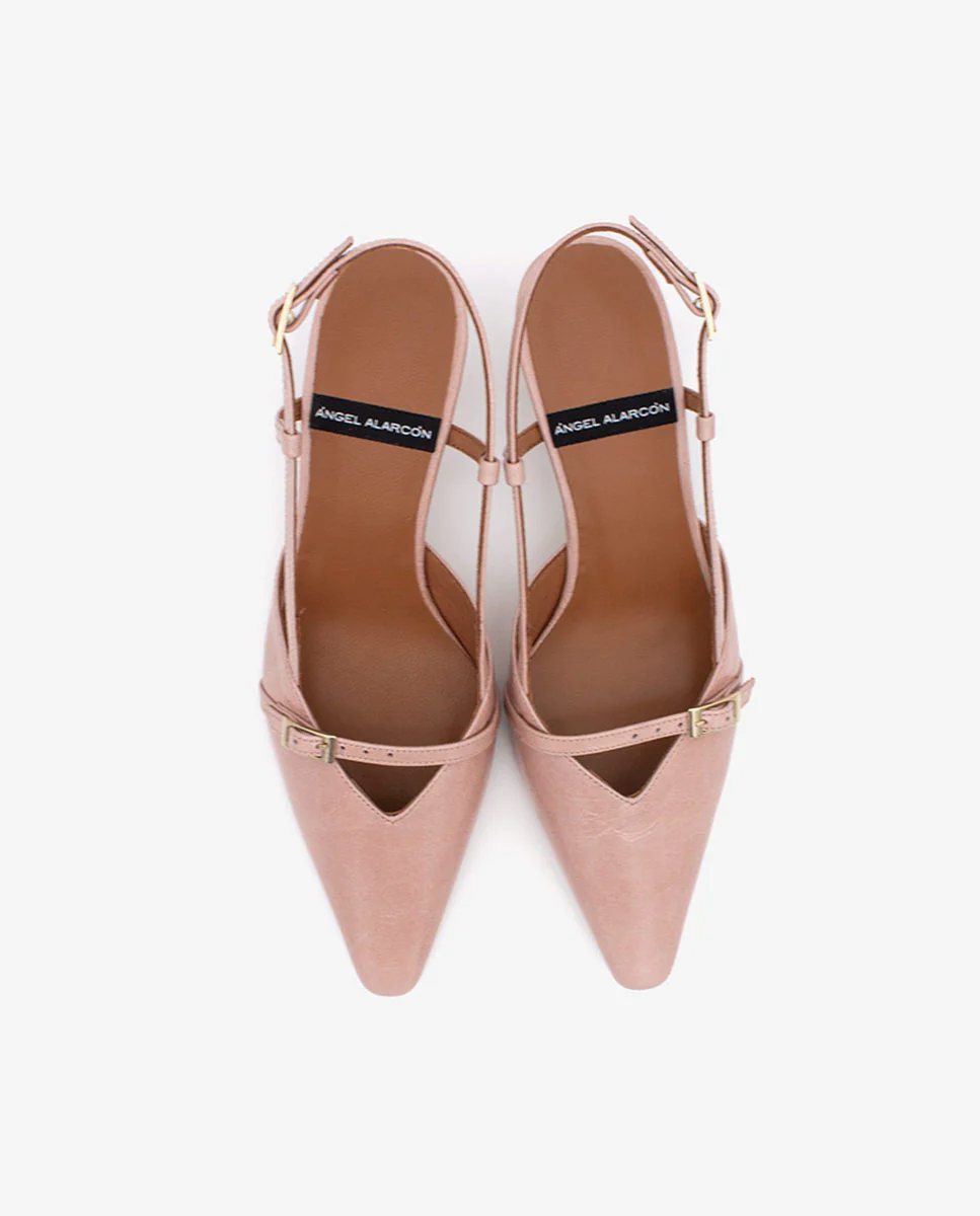 KARINE - Zapatos de salón destalonados de punta y tacón bajo de piel texturizada - Image 9