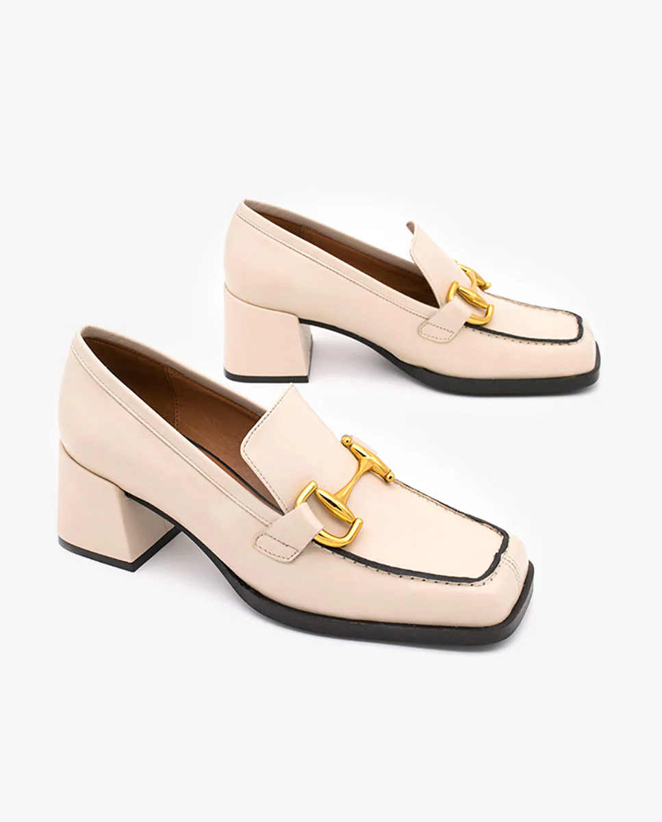 KISKI – Mocasín de piel con tacón ancho y adorno metálico - Image 7