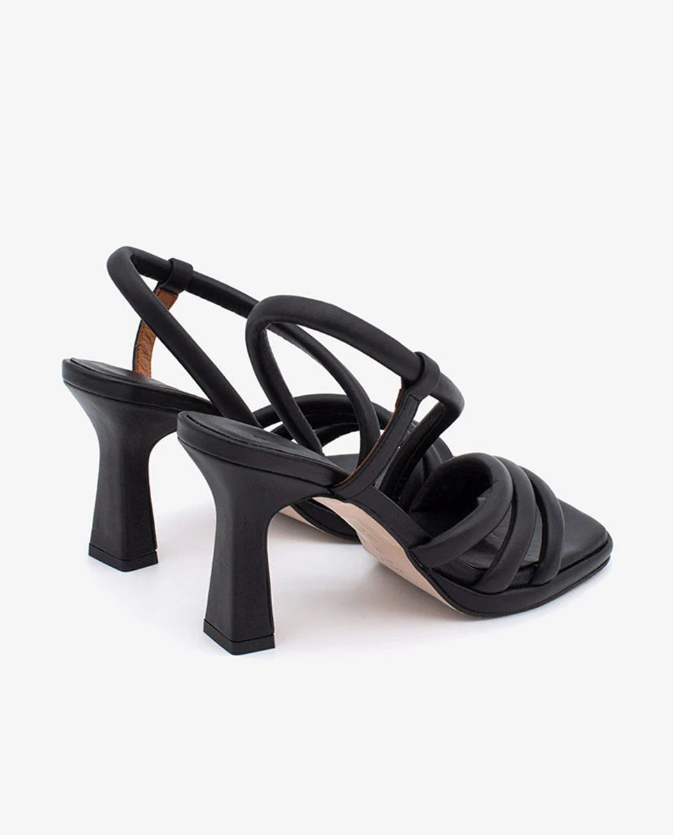 LAURE - Sandalias de tiras con tacón y mini plataforma de piel - Image 3