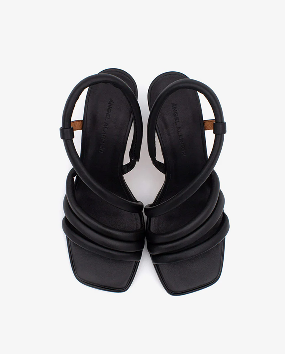 LAURE - Sandalias de tiras con tacón y mini plataforma de piel - Image 4