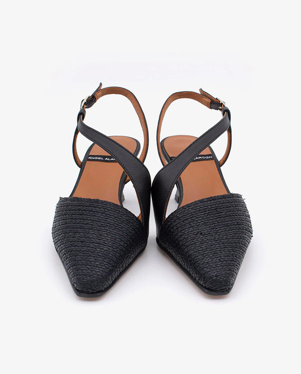 LORAINE – Zapato de salón destalonado con cierre cruzado en rafia y piel - Image 15