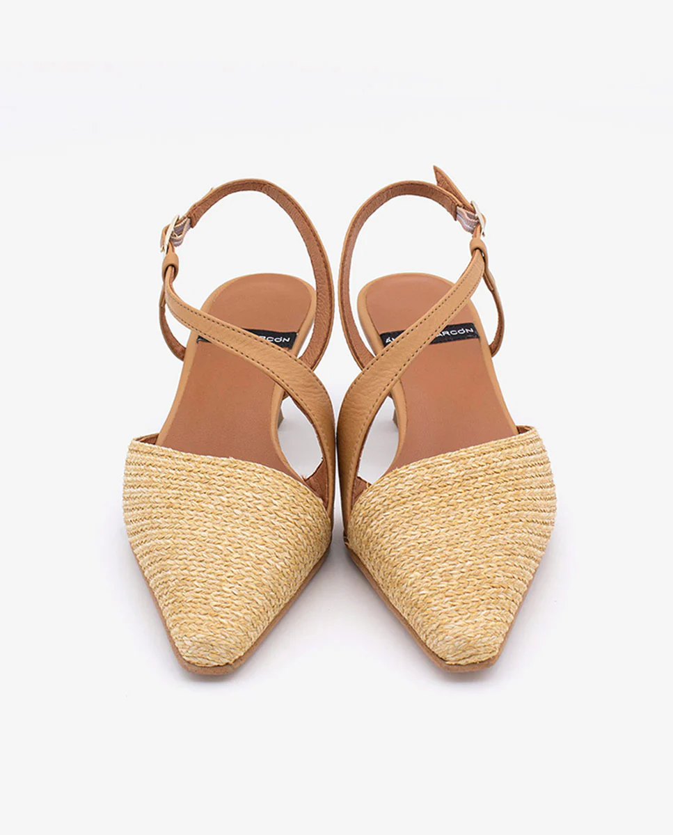 LORAINE – Zapato de salón destalonado con cierre cruzado en rafia y piel - Image 8