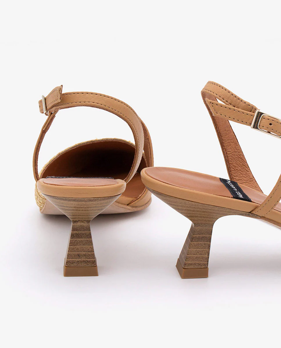 LORAINE – Zapato de salón destalonado con cierre cruzado en rafia y piel - Image 9