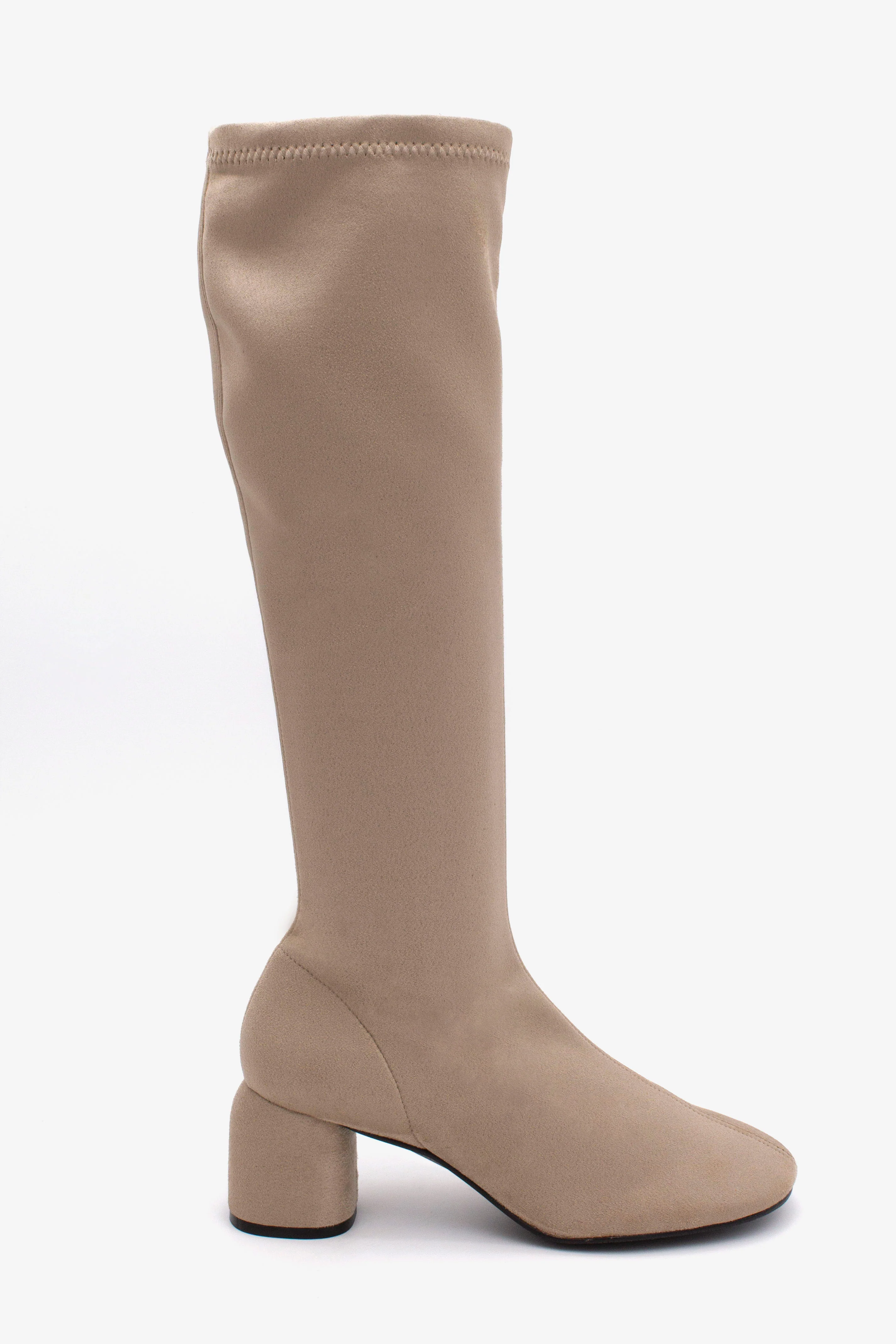 MADELINE – Bota de mujer tipo calcetín de caña alta con tacón en elástico anteado
