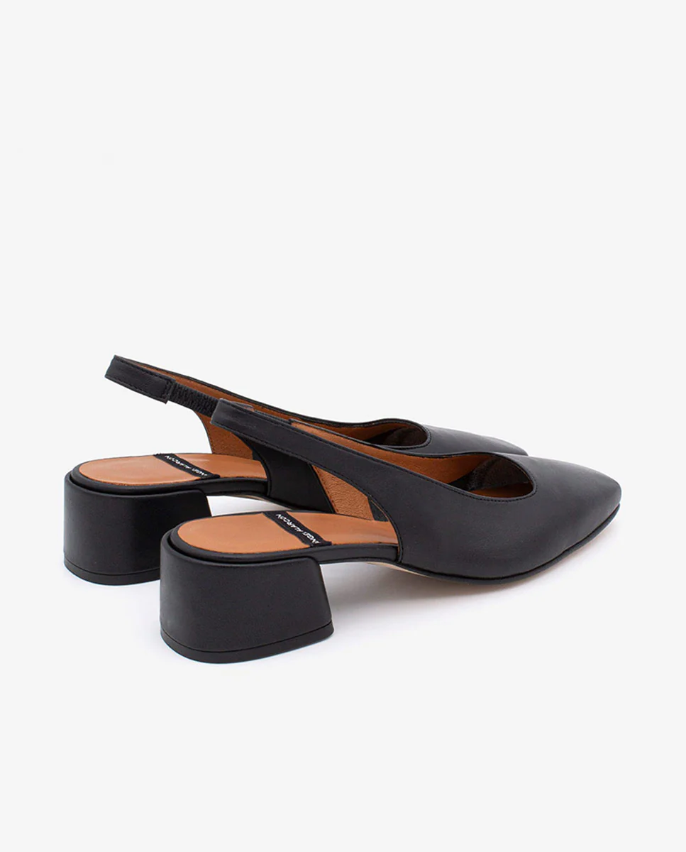 MANON - Zapatos de salón destalonados con tacón ancho de piel suave - Image 3